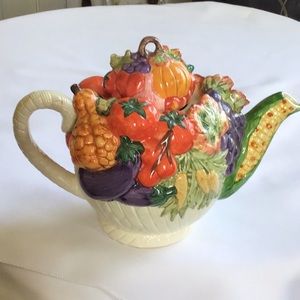 Vegetable Harvest Teapot Ceramic Autumn Decor